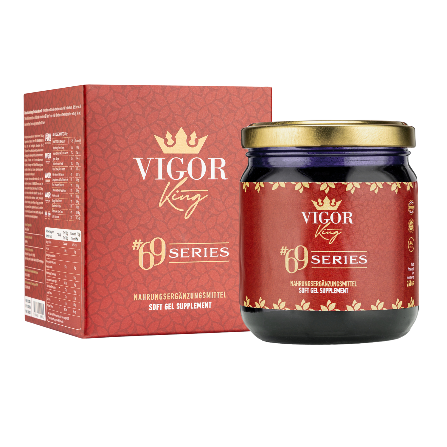 VIGOR King Honig Herbal Paste 240 gr, Extra Stark für aktive Männer Sofortwirkung, Maca, Ginseng &amp; Tribulus Terrestris Gel