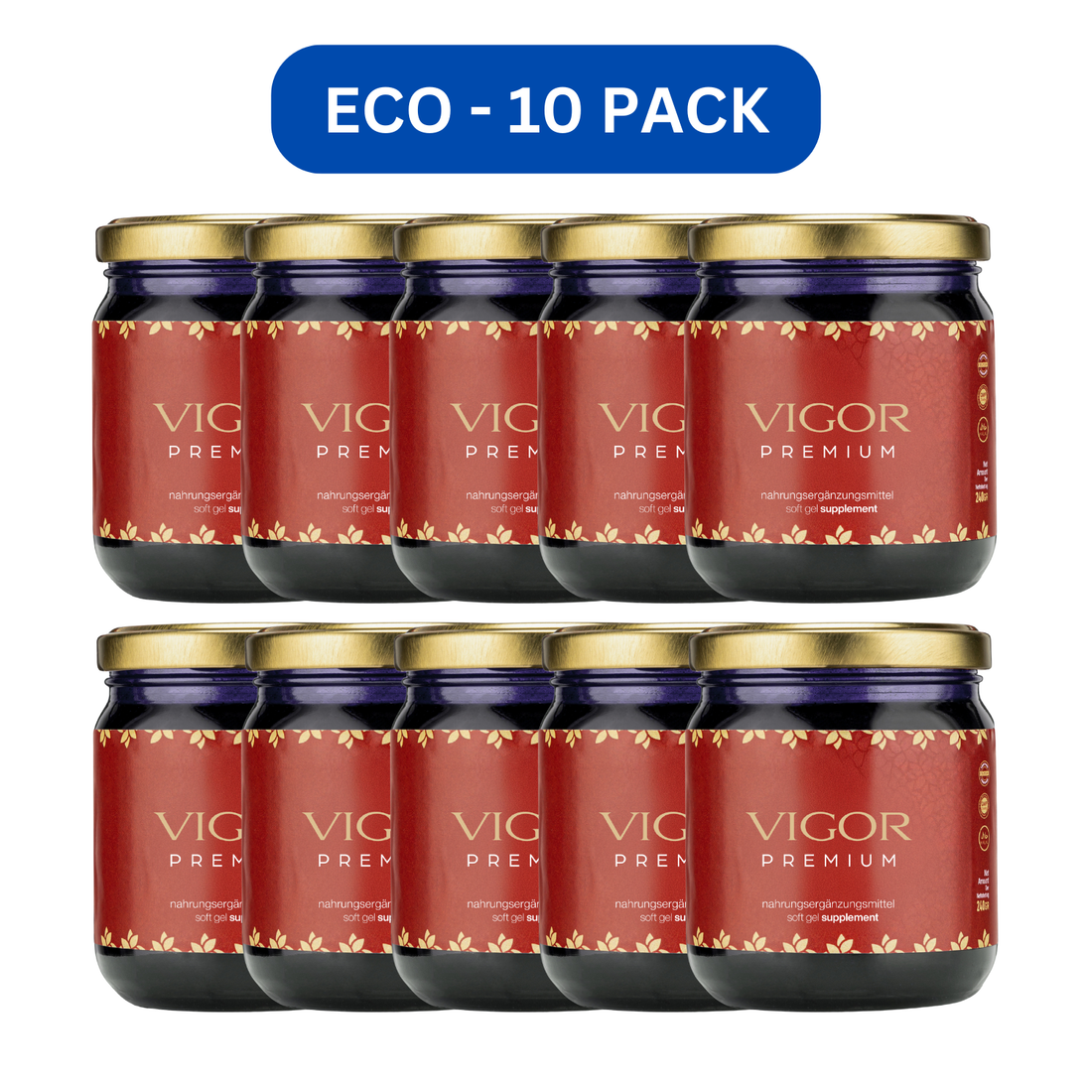VIGOR Premium Honig Herbal Paste 240 gr, Extra Stark für aktive Männer, Maca, Ginseng & Tribulus Terrestris Gel - 10 Pack